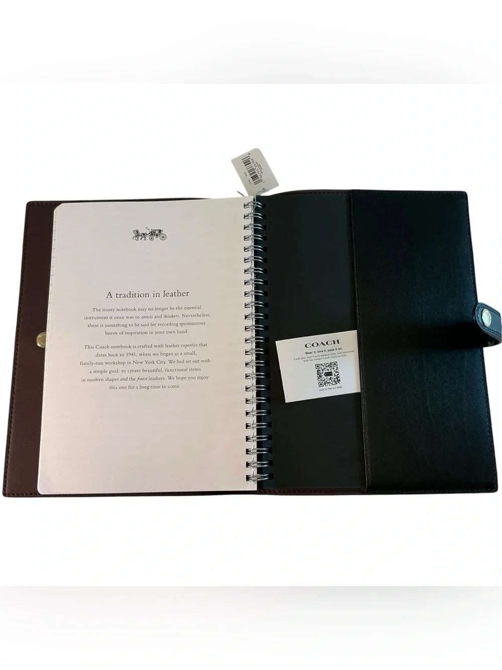 Coach Notebook Cover & Notebook Walnut/Black Dark Brown Signature Canvas/Leather